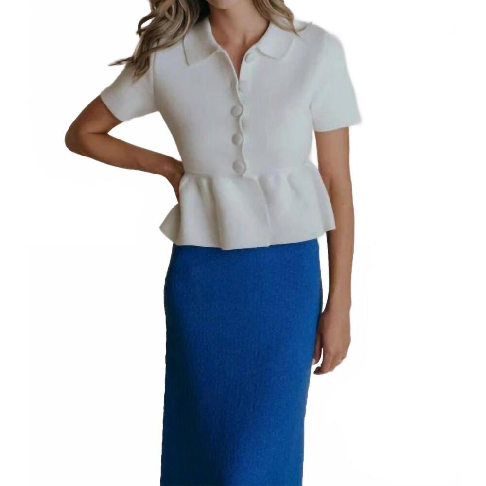 NEW LAROQUE daisy short sleeve top in ivory